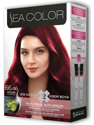 Sea Color 2 Tüp Krem Saç Boyası Seti Ateş Kızılı No:66.46