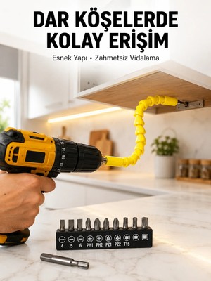 Twin Store 12’li Akrobat Bits Vidalama Seti Esnek Uç Çok Yönlü Kullanım Yeni Nesil