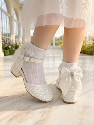 Surpie Shoes Çocuk Topuklu Ayakkabı, Çocuk Abiye Ayakkabı, Kısa Topuklu Ayakkabı