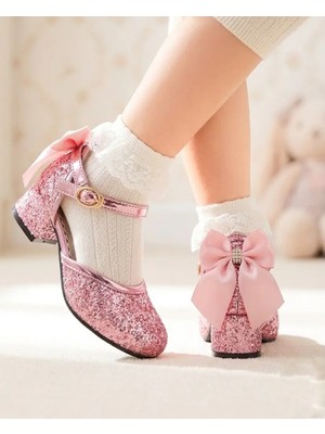 Surpie Shoes Çocuk Topuklu Ayakkabı, Çocuk Abiye Ayakkabı, Kısa Topuklu Ayakkabı