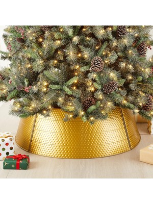 Belirtilmemiş Glitzhome Ayarlanabilir Dövülmüş Metal Noel Ağacı Yaka Süslemeleri, 40" D, Altın, Büyük (GH31066)