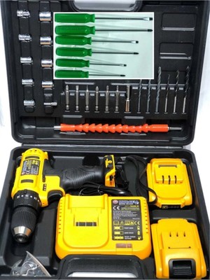 Genel Tedarik Darbeli Kablosuz Matkap 21 Watt 20 Volt Anahtarsız Mandren 2 Akü 2 Yıl Garantili Set
