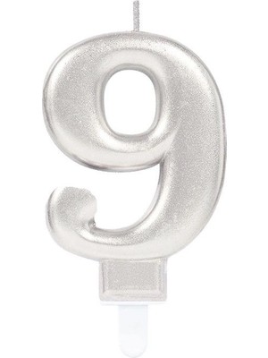 Ankaverse® 9 Rakam Mum Gümüş Renk