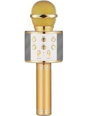 Genel Tedarik Bluetooth Bağlantılı Altın Renkli Dahili Hoparlörlü Karaoke Mikrofon 2 Yıl Garantili