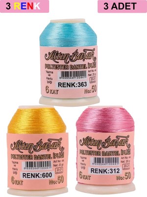 Royaleks Group 3 Adet Altınbaşak Oya ve Dantel Ipi 20 gr - Royaleks - No: 600 - 312 - 363