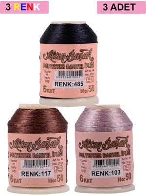 Royaleks Group 3 Adet Altınbaşak Oya ve Dantel Ipi 20 gr - Royaleks - No: 117 - 103 - 485
