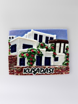 Mundy Kuşadası Polyester Kabartmalı Magnet 7,5 x 5,5 cm Dekoratif Hediyelik Buzdolabı Süsü (KOD:1594)