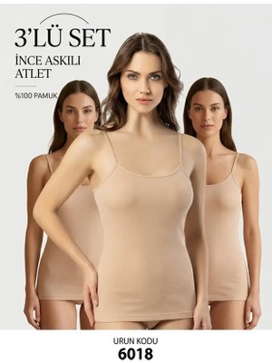 Kota 3'lü Kadın Ip Askı Pamuk Atlet - Basic Body