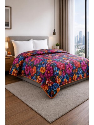 Bella Home Yatak Örtüsü | Çok Amaçlı | 100% Polyester | Hassas Tuşeli | Basklı | Lüx - Premium | 200 cm x 220 cm