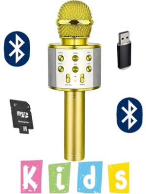 Genel Tedarik Bluetooth Bağlantılı Altın Renkli Dahili Hoparlörlü Ses Değiştirme Özellikli Çocuk Mikrofonu