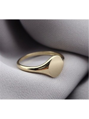 Fasek Gold Gümüş Yüzük - Oval Mühür Yüzük 925 Ayar Gümüş Yüzük-Kişiselleştirilebilir Harf Yazılabilir Yüzük