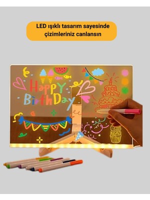 Elivora Yaratıcı Çizim ve Mesajlar Için LED Işıklı Renkli Tahta