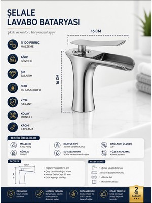 Kayra Grup Su Armatürleri Kayra Lavabo Bataryası Şelale Aç Kapa