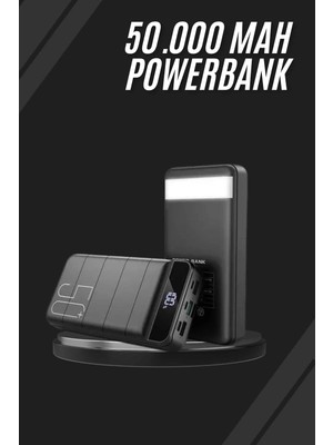 Sora Home Taşınabilir Powerbank 50.000 Mah 4 Girişli Hızlı Şarj LED Göstergeli Fenerli Şarj