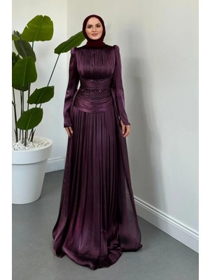 Merven Akyüz Dinemis Jan Jan Payet Geçişli Abiye Mor