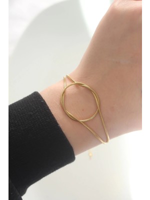 ALK Mey Ithalat® 316L Çelik Gold Renk Düğüm Model Bileklik