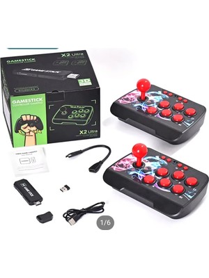 Genel Tedarik Kablosuz Çift Joystickli Retro Video Oyun Makinesi Bluetooth Özellikli Kırmızı Renkli