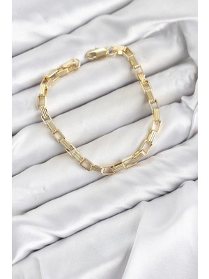 Mey Ithalat® cm Kare Halka Model Gold Renk Pirinç Kadın Bileklik