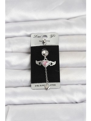 ALK Mey Ithalat® 316L Cerrahi Çelik Kanatlı Kalp Model Göbek Piercing