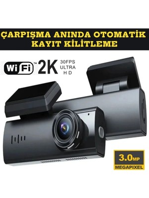 Genel Tedarik Araç Içi Kamera 1080P Çözünürlük Wifi Gece Görüş Çarpışma Algılama Park Monitörü