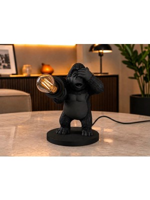3DLAB 3D Baskı Dekoratif Gorilla Masa Lambası – Modern Siyah  Gece Lambası Ev ve Ofis Dekoru