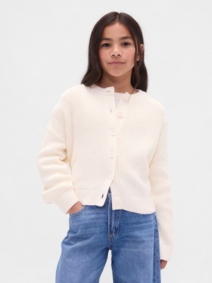 Gap Kız Çocuk Kırık Beyaz Oversize Hırka