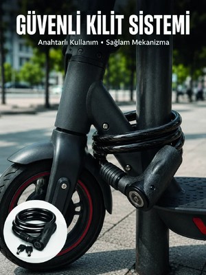 Vuralsin38 Kalın Pvc Kaplamalı Dayanıklı Motosiklet ve Bisiklet Güvenlik Kilidi