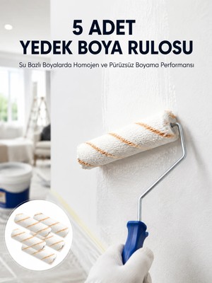 Vuralsin38 5’li Mini Rulo Boya Seti Duvar Tavan Emülsiyon Uygulama