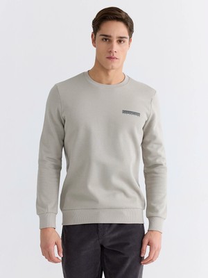 Lc Waikiki Yeni Sezon Bisiklet Yaka Baskılı Erkek Kalın Sweatshirt