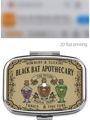 Zurafa Shop Sanatsal Tasarım Black Bat - 2 Bölmeli Aynalı Mini Hap ve Takı Kutusu