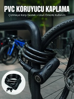 Twin Store 24 mm Kalın Çelik Halat ile Motosiklet ve Bisikletiniz Için Güçlü Güvenlik
