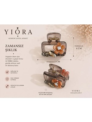 Yiora Premium Seri Kristal Taşlı Seramik Çiçek Ithal Mandal Toka 5cm