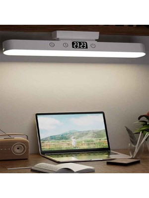 Monozone Şarj Edilebilir Manyetik LED Okuma Lambası USB Dokunmatik Saat Göstergeli Masa Lambası Mutfak