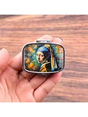 Zurafa Shop Van Gogh Temalı Mini Vintage Saklama Kutusu – Dekoratif Metal Organizer