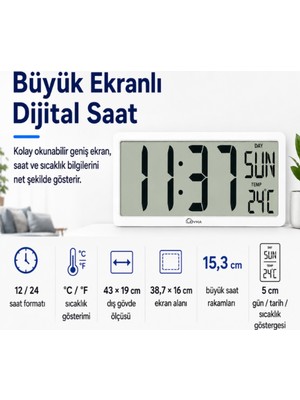 Loyka LCD200JUMBO Büyük Ekranlı Dijital Duvar Saati