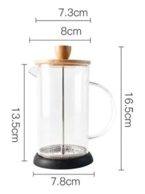 Skygo Bambu Kapaklı Cam French Press – Isıya Dayanıklı Çay ve Kahve Demliği, 600 ml Şeffaf Cam, Paslanmaz Çelik Filtreli