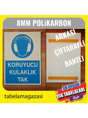 Durak Reklam Koruyucu Kulaklık Kullan Iş Güvenlik Levhası A4 20X30 cm