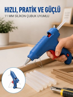 AKM 40W Sıcak Silikon Tabancası 5 Silikon Hediyeli Dayanıklı Tasarım Yeni Nesil
