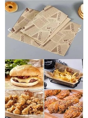 Skygo Vintage Gazete Desenli Yağlı Kağıt – 50 Adet Kendinden Desenli Mutfak Sunum ve Sarma Kağıdı, Ekmek, Sandviç ve Fast Food Paketleme Kağıdı-Yağlı Kağıt (50)