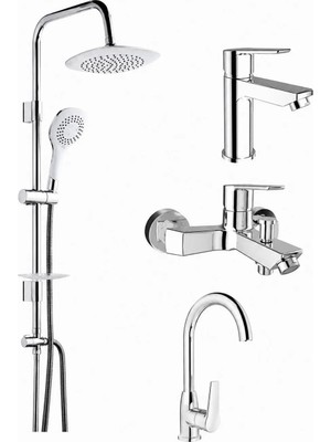 Kale Mare Banyo+Lavabo+Mutfak Bataryası ve Tema 53270 Tepe Duş Seti