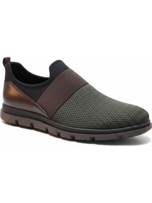 Zueofficial Erkek Ortopedik Günlük Spor Ayakkabı Hafif Nefes Alabilen Triko Slip On Haki Kahve
