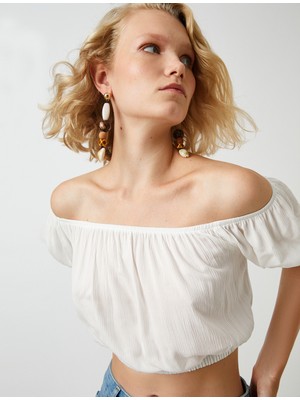 Koton Crop Bluz Omzu Açık