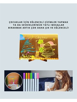 Homestead LED Aydınlatmalı Şeffaf Mesaj Tahtası – 30X20 Cm, Neon Etkili Yazılar Için Tasarlandı
