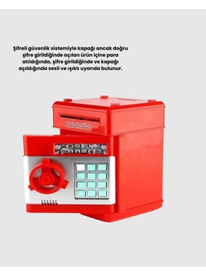 Homestead Kırmızı Atm Kasa Tipi Para Biriktirme Kumbarası