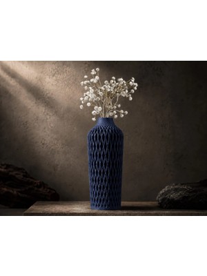 Diamont Navy Blue Vazo – Modern Dekoratif 3D Baskı Vazo | 137X250 mm