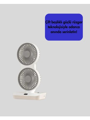 Fantastik Store Ayarlanabilir Hızlı Çift Başlıklı Masaüstü Fan – Gece Lambalı Serinletici