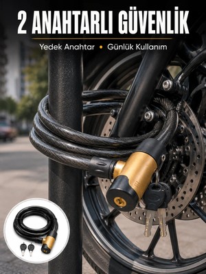 Fantastik Store Motosiklet, Bisiklet ve Elektrikli Scooter Için Ağır Hizmet Tipi Çelik Halat Kilidi