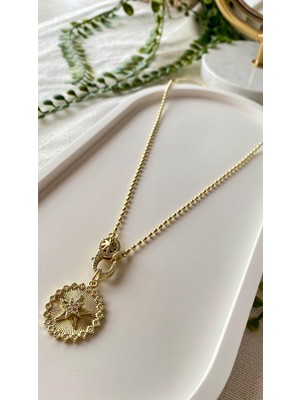 Shesra Vıp 14K Yıldız Detaylı Dorika Zincir 55CM Kolye