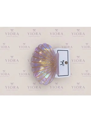 Yiora Kadın Premium Seri Ithal Kemik Asetat Istiridye Kabuğu Hologramlı Gold Şerit Detaylı Kaymaz Mandal Toka