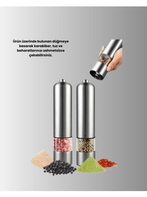 Palmira Demir Işıklı Pilli Baharat Değirmeni Taze ve Pratik Öğütme Yeni Nesil